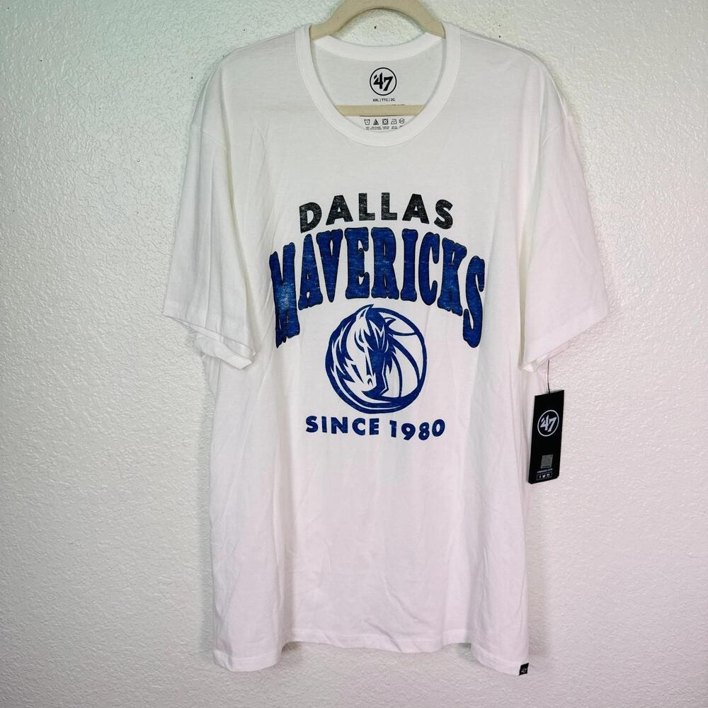 Dallas Mavericks Shirt Mens X  Basketball Graphic  47 Brand White 2